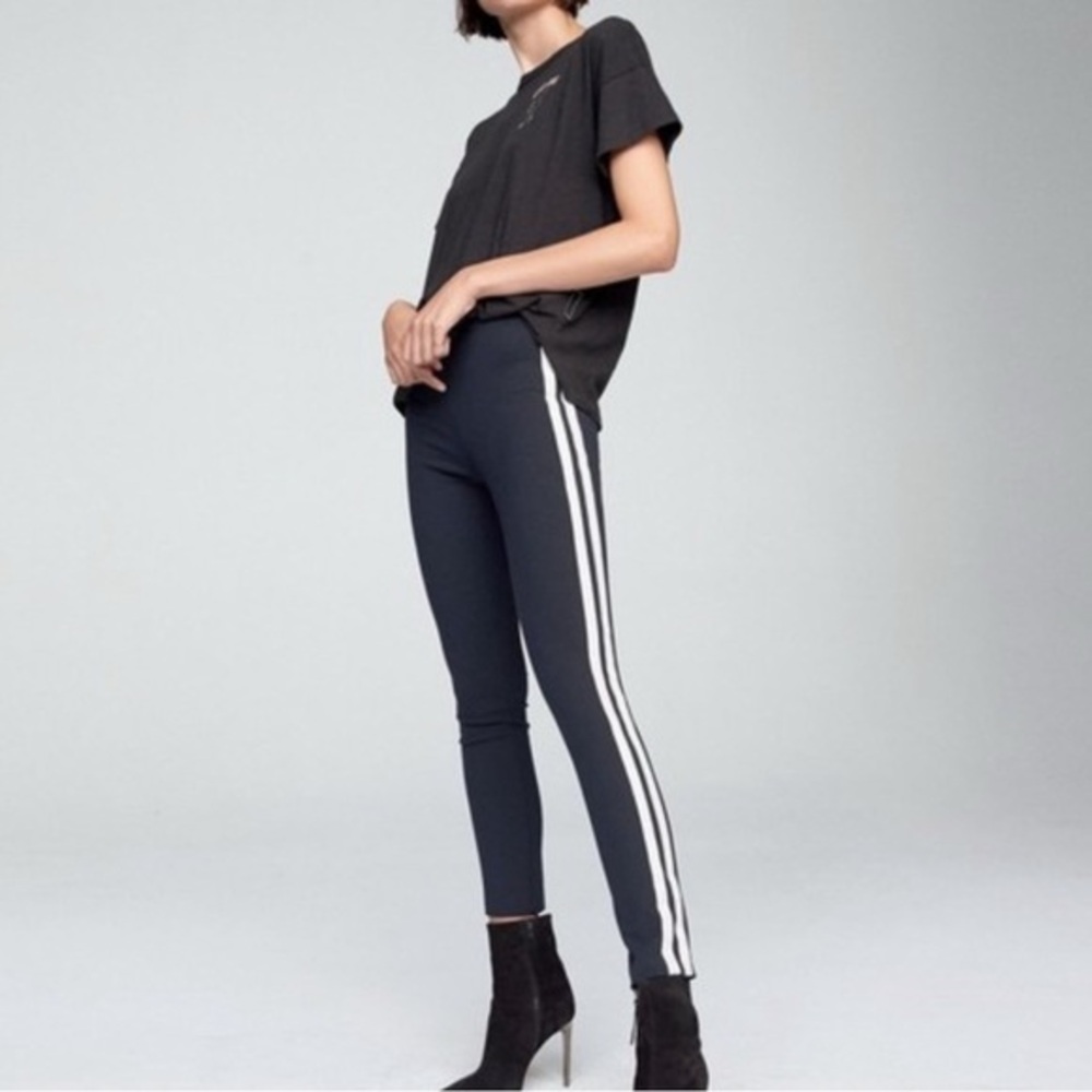 Rag & Bone Simone Slim Fit High Rise Side Stripe Stretch Navy Pants Sz 10